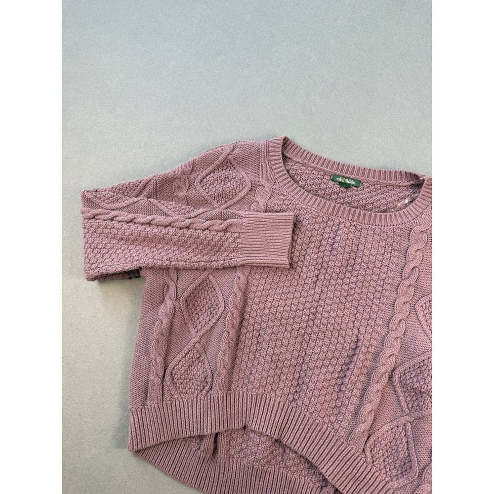 Wild Fable Womens Medium Mauve Purple Cable Knit Cropped High Low Sweater
